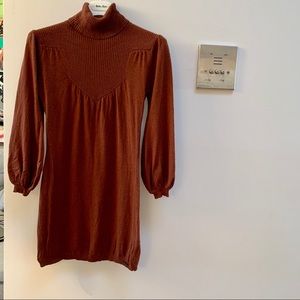 Left on Houston Chestnut Brown Mini Sweater Dress